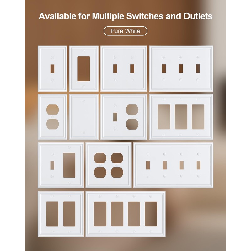 TREEWELL 2-Pack Single Blank Wall Plates, Durable Solid Zinc Alloy