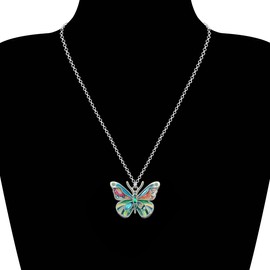 BONSNY Adorable Enamel Butterfly Necklaces Pendant Jewelry Gifts for Women Insects Lovers Charms (Turquoise)