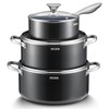 Induction Cookware Set 6-Piece, Stackable Kitchen Cooking Pots Set, 6qt