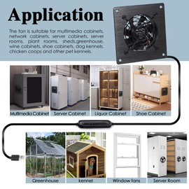 Xiaoqijia 80mm USB/DC Silent Cooling Fan - 5V/12V Dual Voltage, 4-Inch, 6-Speed Adjustment, Timed Cycle Switch - for Home Theater AV Cabinets, Server Racks, Cupboards, Pet Nests,Greenhouses, RVs