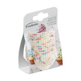 Trudeau Structure White Confetti Silicone Mini Muffin Baking Cups - Set of 24