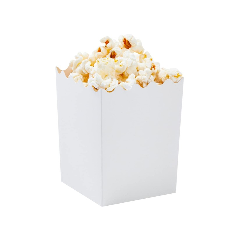 100 Pack Mini Popcorn Boxes for Party, Bulk White Popcorn