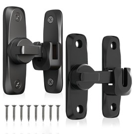 PASDUCHAS 2 PCS Thickened 90/180 Degree Sliding Barn Door Lock, Black Heavy Duty Double Door Latch for Screen Pocket