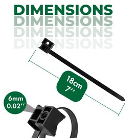 Boltza® Saddle Mount Cable Ties - Black, 7.5mm x 180mm | Durable and Versatile Cable Management Solution (100)