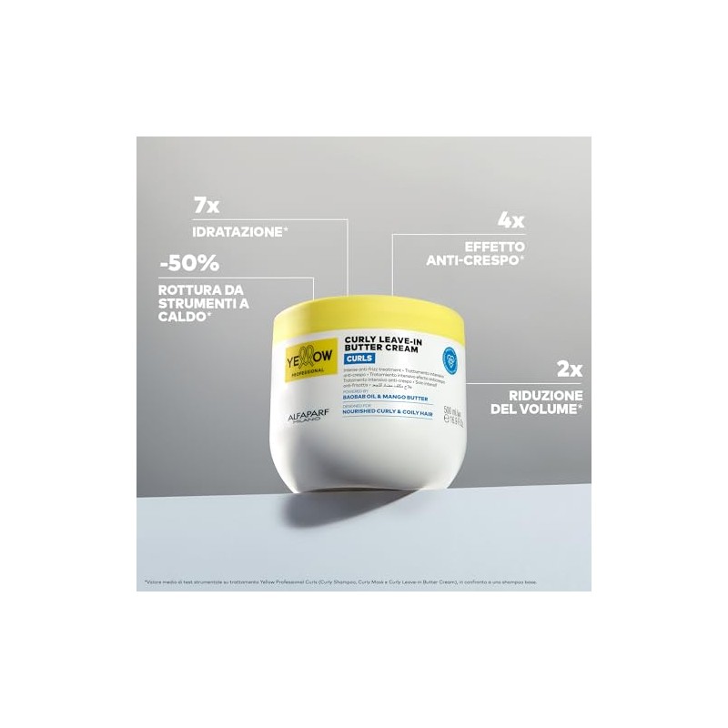 Alfaparf Milano Yellow Curly Leave-In Butter Cream, Tratamiento Intensivo para
