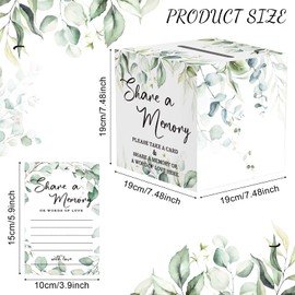 Pajean 50 Pcs Greenery Share a Memory Cards for Collections of Life, Memory Cards Box Guest Ideas for Funeral Graduation Wedding Bridal Shower Birthday Anniversary Retirement(Classic Style)