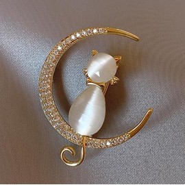 GFM® Broach Cat Rhinestone Diamond - Mother's Day, Birthday, Valentine's Day or Christmas for All Cat Lovers (BRCH-CT02), Metal