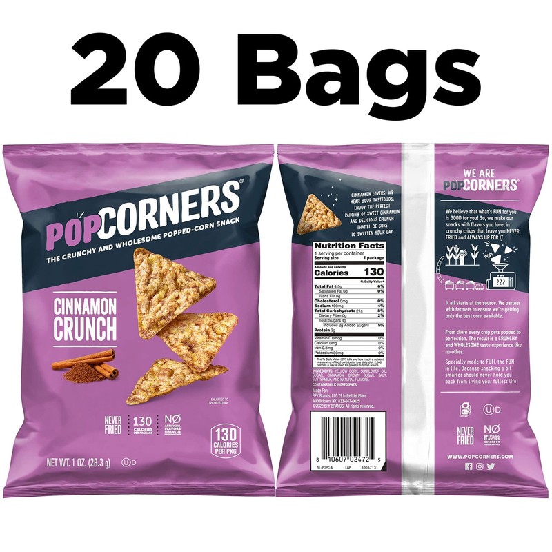 PopCorners Popped Corn Snacks, Cinnamon Crunch, 1 Ounce (Pack of
