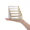 Hipiwe 4 Slots Glass Business Card Holder for Desktop, Gold