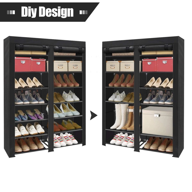ERONE Shoe Rack Storage Organize 28 Pairs Portable Double Row