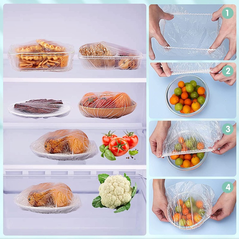 Tivcck 300PCS Fresh Keeping Bags,Elastic Food Storage Covers,Universal Kitchen Wrap
