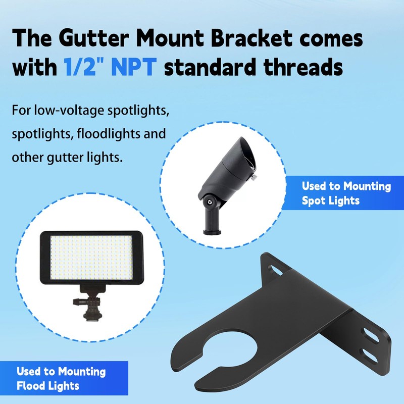 Landscape Lighting Gutter Brackets, for WAC Landscape Lighting Mount -