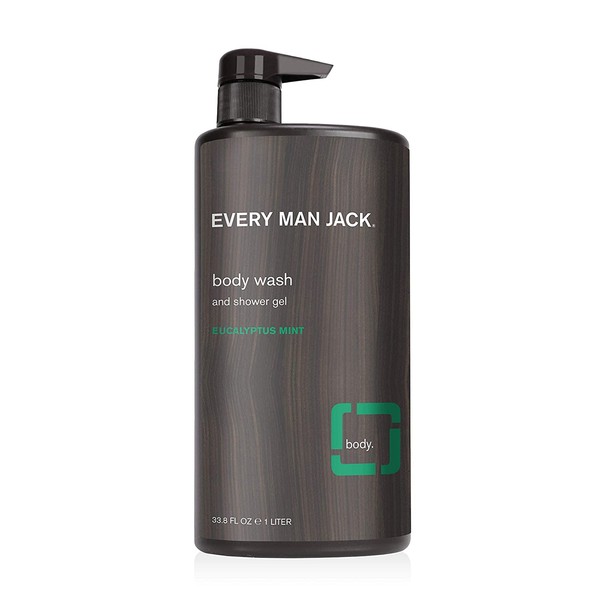 Every Man Jack Men's Body Wash - Eucalyptus Mint | 33.8-ounce - 1 Bottle | Naturally Derived, Parabens-free, Pthalate-free, Dye-free, and Certified Cruelty Free