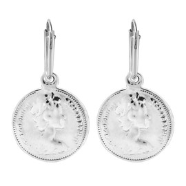 AeraVida Minimalist.925 Sterling Silver Coin Dangle Mini Hoop Earrings | Chic Sterling Silver Hoop Earring for women | Jewelry Gift