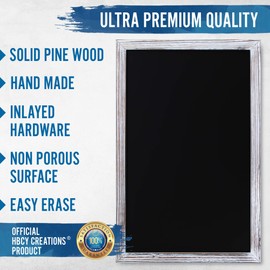 HBCY Creations Rustic Whitewashed Magnetic Wall Chalkboard, Small Size 11" x 17", Framed Decorative Chalkboard - Great for Kitchen Decor, Weddings, Restaurant Menus and More! … (11" x 17")…
