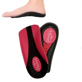 SUCCESS CONTIGO - Mejora la Postura, Ligero y con Arco del Pie Soporte Plantillas para Fascitis Plantar - EVA, Terciopelo, Gel - (1 par) - Color Rosa con negro - Talla Grande (Rosa, Ch)