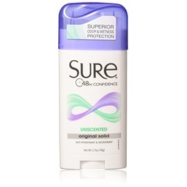 Sure Original Solid Unscented, Anti-Perspirant Deodorant 2.70 oz (Pack Of 3)