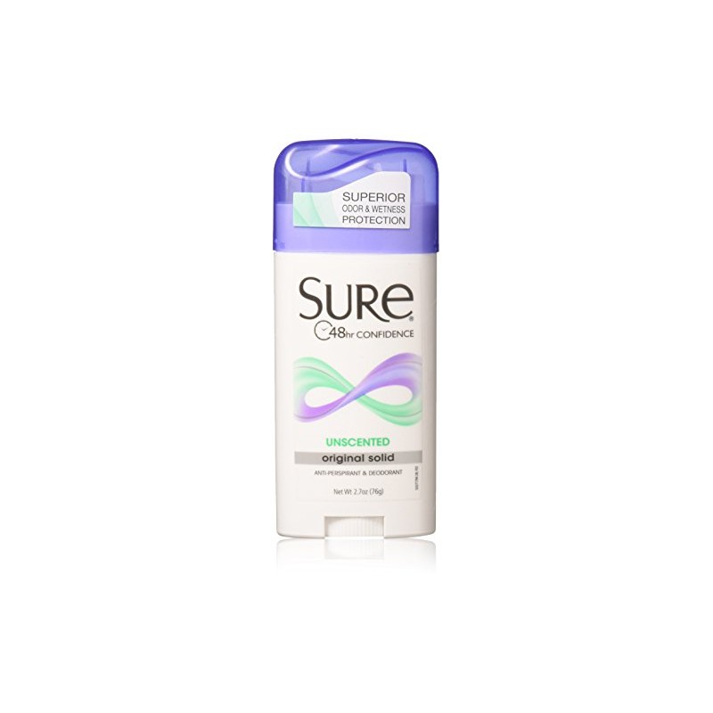 Sure Original Solid Unscented, Anti-Perspirant Deodorant 2.70 oz (Pack Of