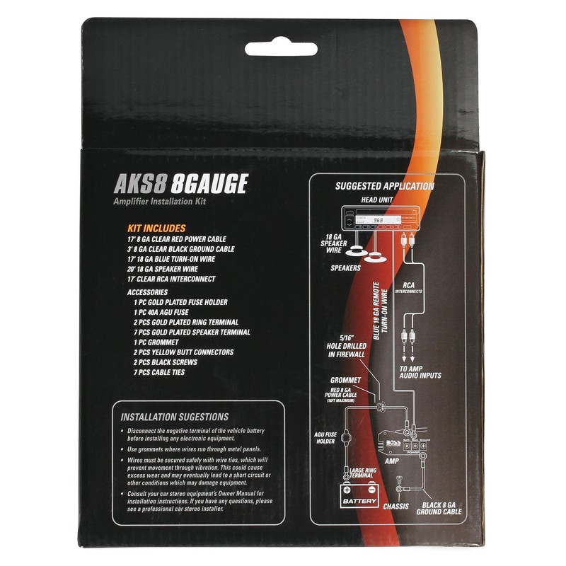 Sound Storm Laboratories AKS8 8 Gauge Amplifier Installation Wiring Kit