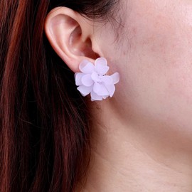 Inateannal Boho Purple Resin Flower Earrings Acrylic Flower Stud Earrings Vintage Large Flower Earrings Acrylic Graduated Petal Earrings Jewellery for Women and Girls, Zinc, No Gemstone
