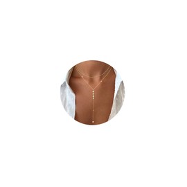 Gold Necklace for Women, Y-Shaped Pendant Necklace Trendy Layered Dainty Long Necklaces