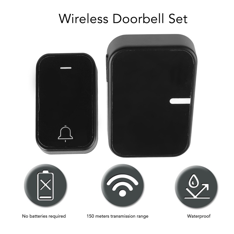 Wireless Doorbell Set Self Powered Generating Waterproof Home Security Doorbell