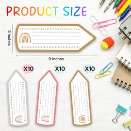 Pencil Name Tags, Self Adhesive Boho Rainbow Themed Name Tags for Classroom, Pencil Stickers Decorations for Student Desks, Labels for Kindergarten Locker, 08