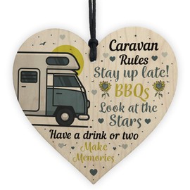 RED OCEAN Caravan Rules Novelty Hanging Plaque Home Decor Garden Sign Retirement Friendship Gift
