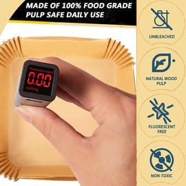 Kisstta Pack of 100 Baking Paper for Hot Air Fryer, 2-4.5 L, Hot Air Fryer Baking Paper, Square Thickened 16-20.5 cm, Non-Stick Waterproof Air Fryer Bowls Accessories