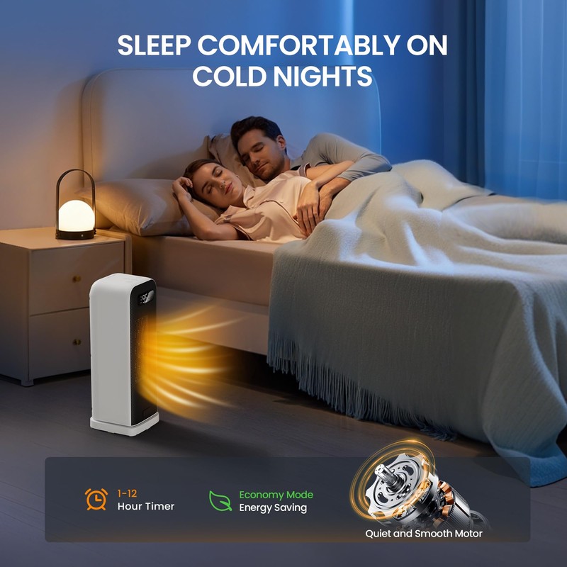 Space Heater for Bedroom, Smart Electric Heater with WiFi and