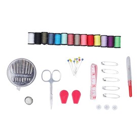 Juego de kit de costura premium, kit de costura de color para viajeros, adultos, principiantes, suministros de costura de bricolaje con estuche para el hogar, camping