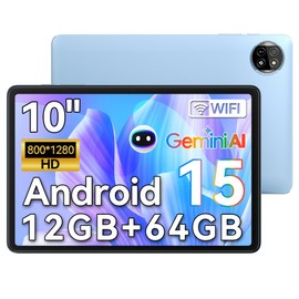 Blackview Tablet 10 inch Android 15,2025 AI Tablet, 4GB RAM 64GB ROM 1TB Expandable, Quad-Core, Widevine L1, 1280x800 IPS Touchscreen, 5G WiFi, BT 5.0, Dual Camera, 6600mAh (Blue)