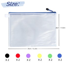 12Pcs Plastic Wallets B4 Zip Lock Folders, Waterproof Document Wallet Bag, Clear Zipper Pouch for Office Homework Travel Storage