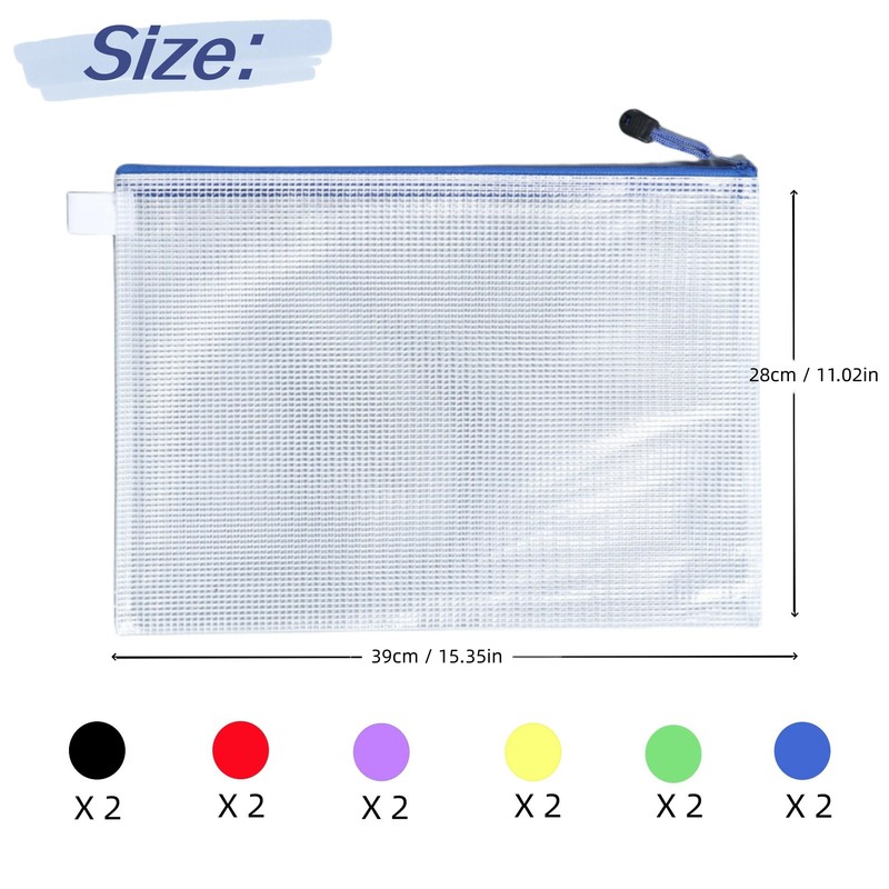 12Pcs Plastic Wallets B4 Zip Lock Folders, Waterproof Document Wallet