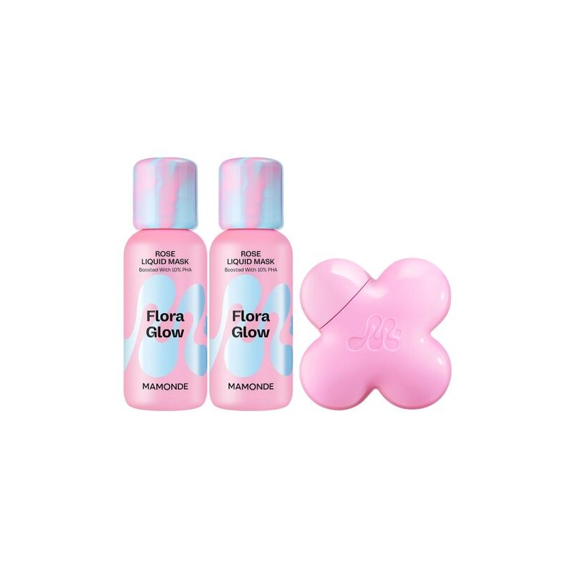 Mamonde 마몽드 플로라글로우 로즈리퀴드마스크80ml 2개+로즈틴티드선세럼35ml 촉촉한피부 Mamonde Floraglow Rose Liquid