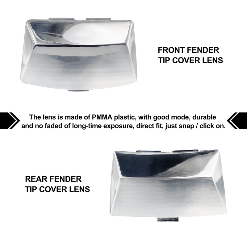 NTHREEAUTO Front Rear Chrome Fender Light Lens Fender Tips Mud