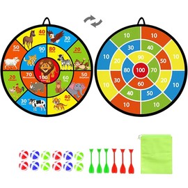 72cm Kids Dart Board Game Set, Dart Board with 12 Balls and 6 Darts for Kids Ages 3 4 5 6 7 8 9 10 11, Indoor/Outdoor Party Game Toys/Birthday Gifts