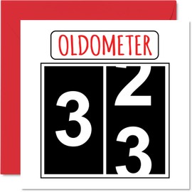 Fun 33rd Birthday Cards for Men Woman - Oldometer - Happy Birthday Card for Dad Mom Son Daughter Brother Sister Uncle Aunt Cousin, 5.7 x 5.7 Inch Greeting Cards, 33rd Birthday Card