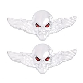 2 Pieces Skull Emblem Car Sticker 3D Skull Badge Car Styling Sticker Accessories for Car Motorcycle (Silver)