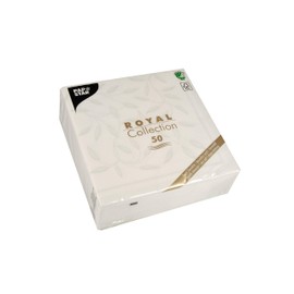 Papstar – 50 Serviettes ROYAL Collection 1/4-fold 40 cm x 40 cm White New Mediterranean Design # 11652