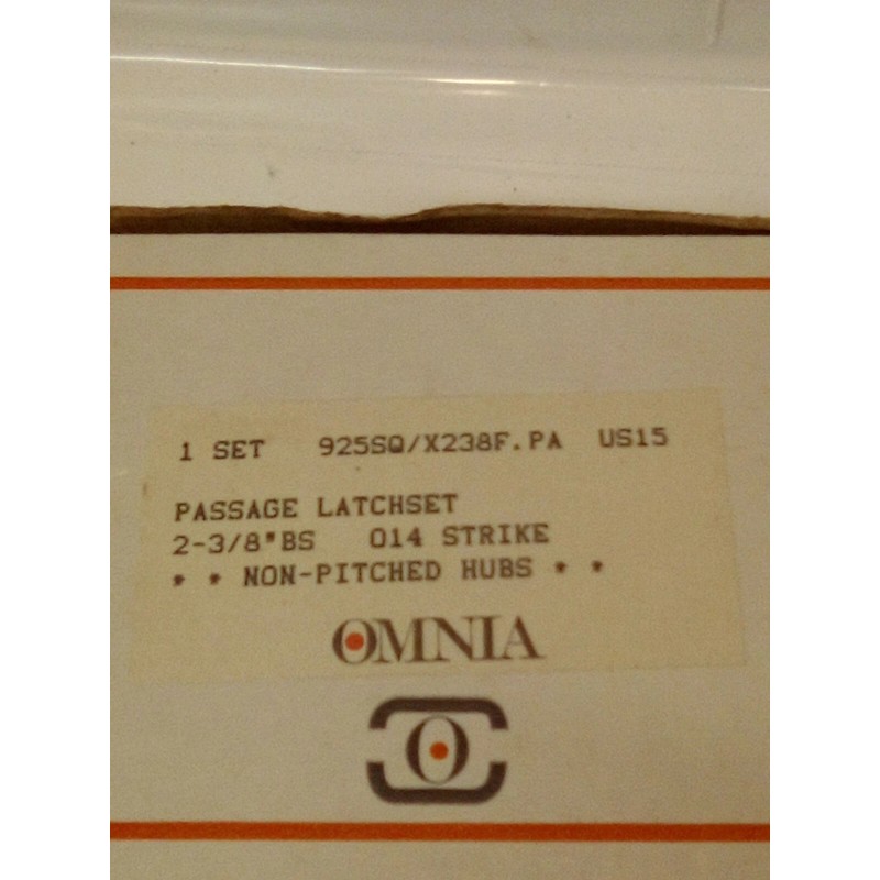 Omnia Passage Latch set/ 2-3/8" BS Satin Nickel 925 w/