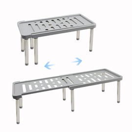 Roucerlin Ausziehbares Regal für Küchenschrank, Gewürzregal freistehend, einziehbares Aufbewahrungsregal für Badezimmer, Arbeitsplatte, Speisekammer, Grau