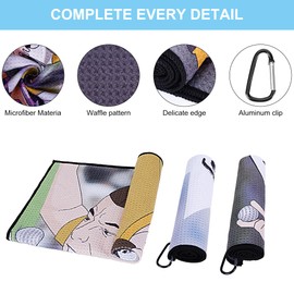 Golf Towel 3 Pcs Funny Golf Club Clean Set for Golf Bags with Clip, Funny Gifts for Golf Fans