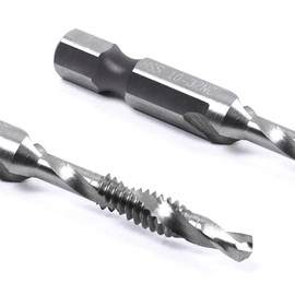 5PCS Combination Drill Tap Bit Set Screw Tapping Hex Shank HSS Metric/Imperial Plug Drill Bits Hand Tools 6-32NC