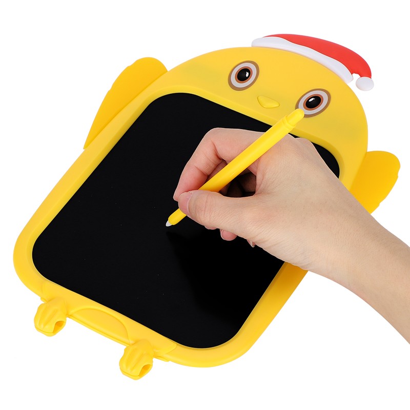 LCD Writing Tablet Christmas Hat Cartoon Owl Shape Children Yellow
