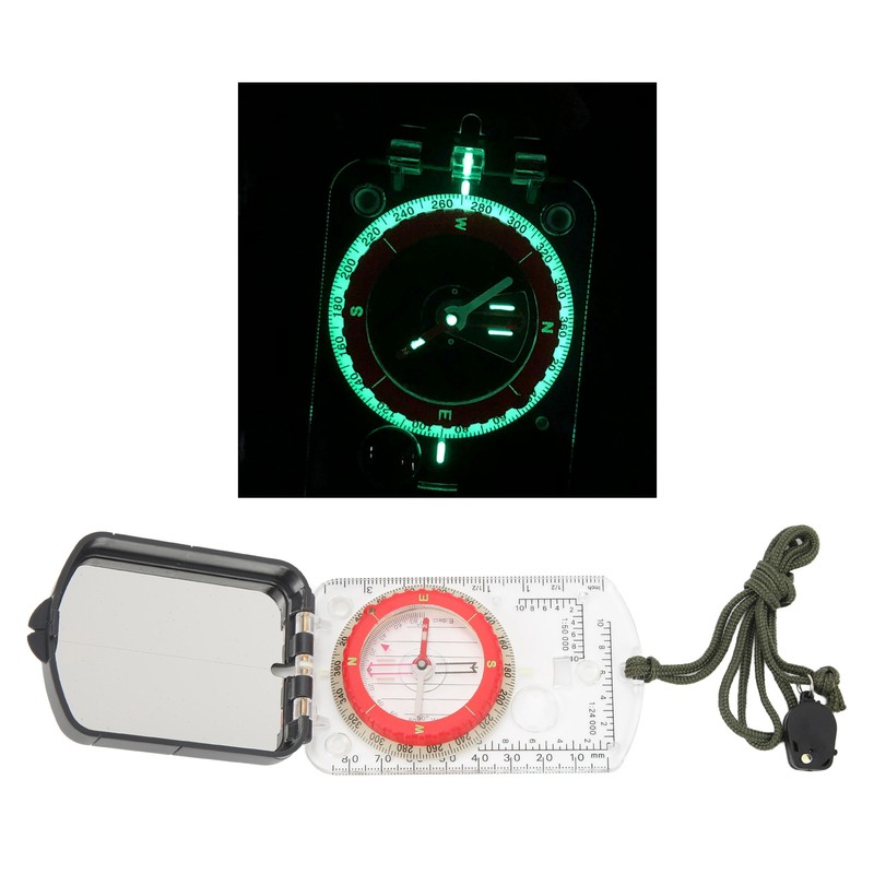 Multifunctional Plastic Compass with Scales Portable Gradiometer Magnifying Glass LED