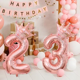 40 Inch Rose Gold Crown Number 23 Balloons, 23th Birthday Balloons for Men Women, 23th Celebration Decor Happy 23th Birthday Party,23th Birthday Party Decoration Wedding Anniversary Events Supplies