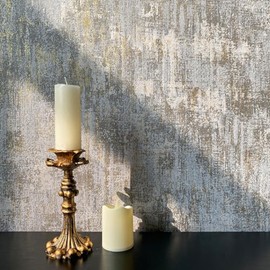 Simon&Siff - Papel pintado texturizado de hormigón envejecido, 17.3 pulgadas x 19.68 pies, color blanco, dorado/gris, metálico, moderno papel de pared no tejido neutro para recámara, papel de pared