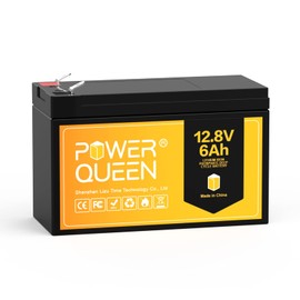 Power Queen 12V 6Ah LiFePO4 Battery, IP65 Protection Class, Deep Cycle Lithium Battery with Built-in 6A BMS & 2000+ Long Cycle Life Perfect for Kid Scooters, Power Tools, Marine Boats