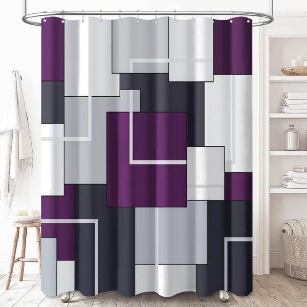 BTTN 84 Inch Extra Long Shower Curtain, Tall Modern Geometric